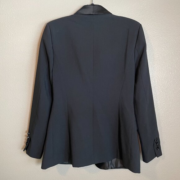 Jason Wu Size Medium Tuxedo Satin Shawl Collar One Button Blazer Jacket Black - Picture 5 of 8